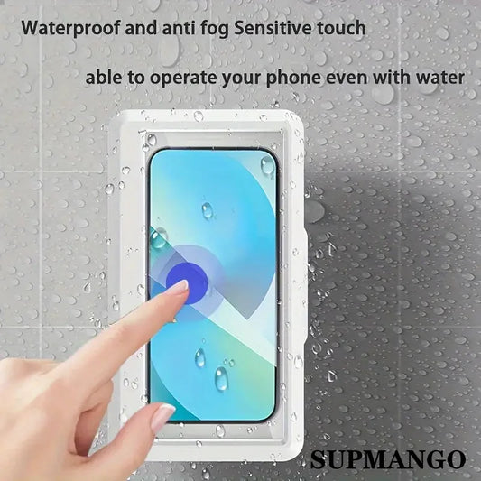 Waterproof Wall-Mounted Phone Holder – Sealed Storage for Bathroom & Kitchen